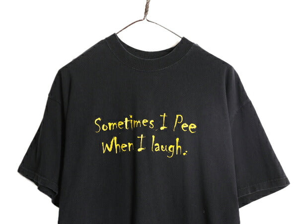 90s ジョーク メッセージ プリント 半袖 Tシャツ メンズ XL / 古着 90年代 オールド 大きいサイズ ヘビーウェイト グラフィック ブラック