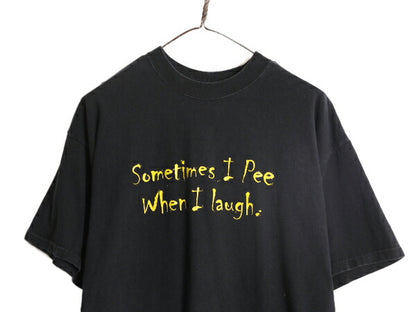 90s ジョーク メッセージ プリント 半袖 Tシャツ メンズ XL / 古着 90年代 オールド 大きいサイズ ヘビーウェイト グラフィック ブラック