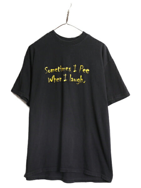 90s ジョーク メッセージ プリント 半袖 Tシャツ メンズ XL / 古着 90年代 オールド 大きいサイズ ヘビーウェイト グラフィック ブラック