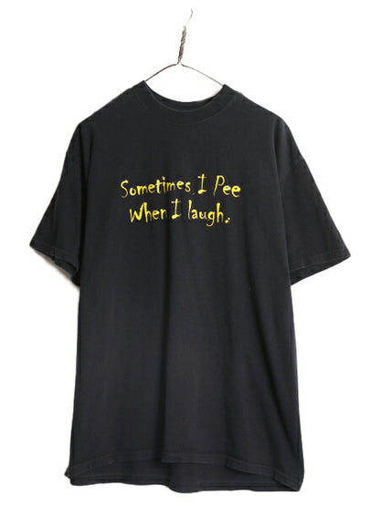 90s ジョーク メッセージ プリント 半袖 Tシャツ メンズ XL / 古着 90年代 オールド 大きいサイズ ヘビーウェイト グラフィック ブラック