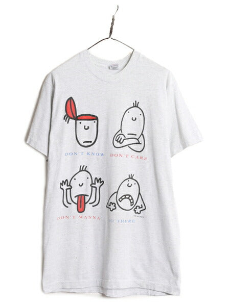 90s USA製 ジョーク イラスト プリント 半袖 Tシャツ メンズ L / オールド キャラクター アート ヘビーウェイト シングルステッチ コットン