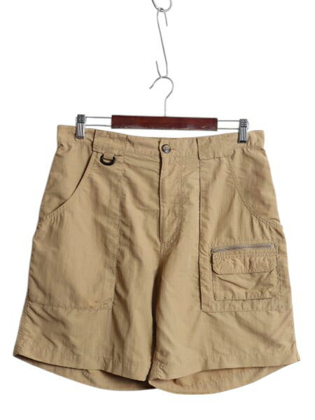 ノースフェイス ナイロン ブッシュ ショートパンツ メンズ 34 古着 アウトドア カーゴ ショーツ ストレッチ 短パン ワンポイント ベージュ