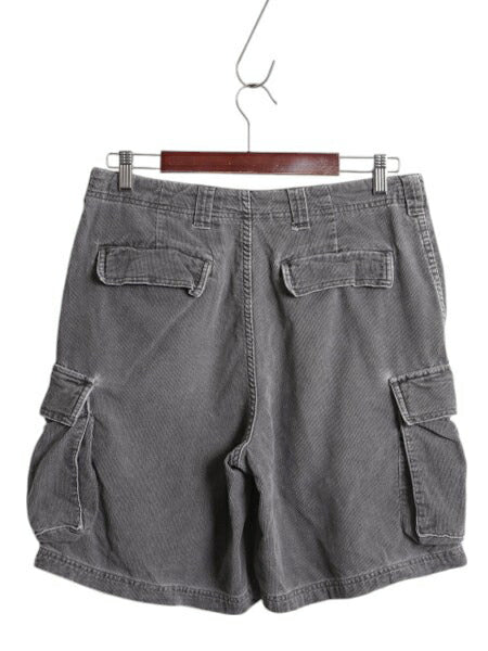 00s ジェイクルー 細畝 コーデュロイ カーゴ ショートパンツ メンズ 31 オールド コットン ショーツ 短パン ハーフパンツ シンプル グレー