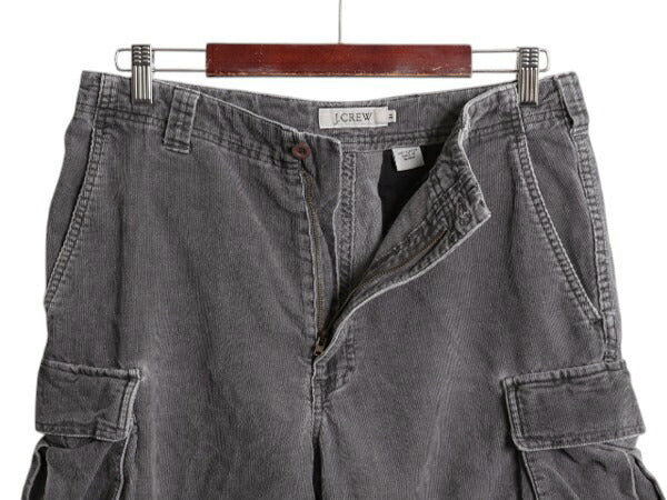 00s ジェイクルー 細畝 コーデュロイ カーゴ ショートパンツ メンズ 31 オールド コットン ショーツ 短パン ハーフパンツ シンプル グレー