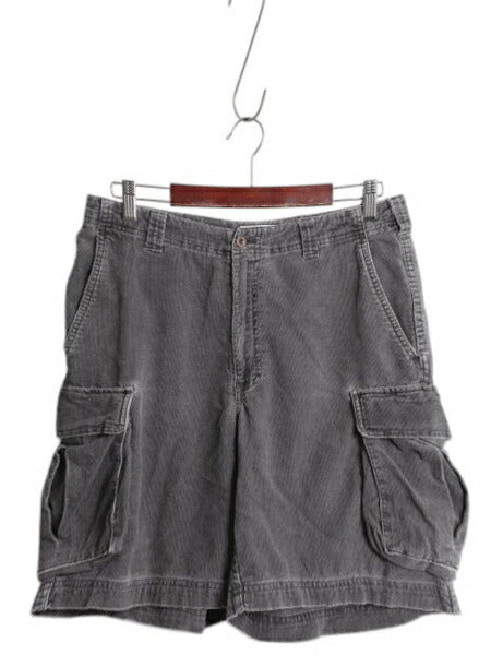 00s ジェイクルー 細畝 コーデュロイ カーゴ ショートパンツ メンズ 31 オールド コットン ショーツ 短パン ハーフパンツ シンプル グレー