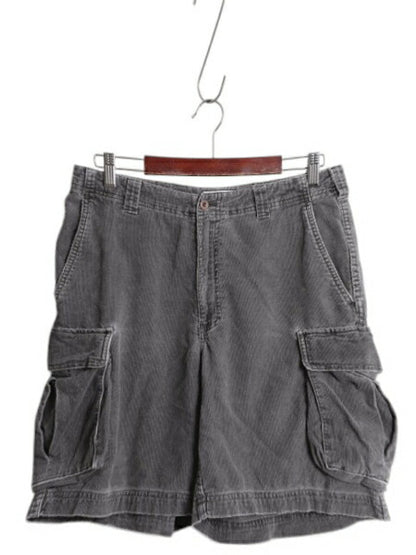 00s ジェイクルー 細畝 コーデュロイ カーゴ ショートパンツ メンズ 31 オールド コットン ショーツ 短パン ハーフパンツ シンプル グレー
