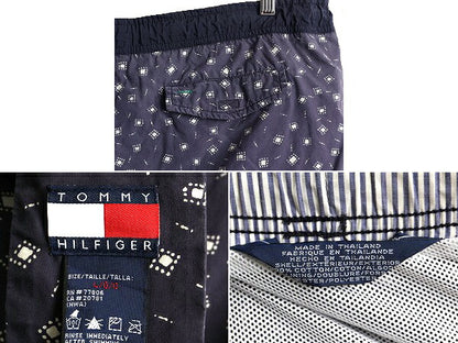 90s ■ トミーヒルフィガー 総柄 ショートパンツ メンズ L / 古着 90年代 オールド TOMMY HILFIGER ショーツ 短パン 海パン スイム サーフ