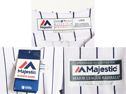 デッドストック MLB Majestic オフィシャル ヤンキース ベースボール シャツ メンズ L / ユニフォーム ゲームシャツ メジャーリーグ 重ね着