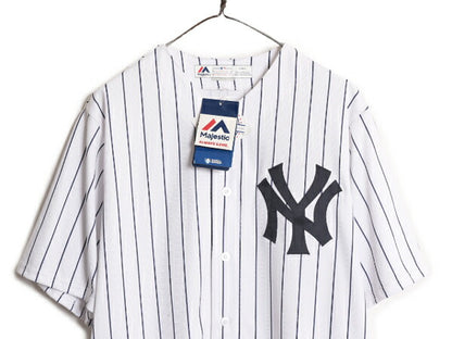 デッドストック MLB Majestic オフィシャル ヤンキース ベースボール シャツ メンズ L / ユニフォーム ゲームシャツ メジャーリーグ 重ね着