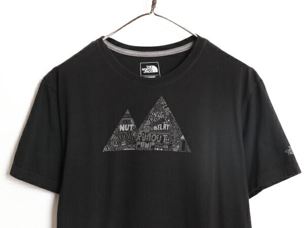ノースフェイス プリント 半袖 Tシャツ メンズ L / The North Face 半袖Tシャツ アウトドア グラフィック アート スリムフィット ブラック