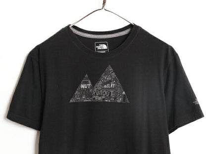 ノースフェイス プリント 半袖 Tシャツ メンズ L / The North Face 半袖Tシャツ アウトドア グラフィック アート スリムフィット ブラック