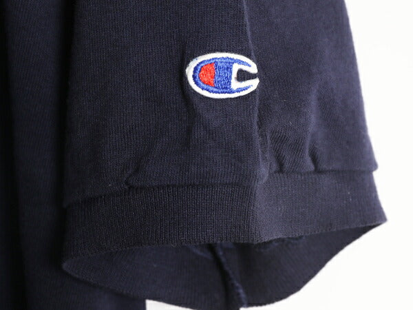 デッドストック 90s チャンピオン 半袖 ポロシャツ メンズ L 新品 90年代 オールド Champion 半袖シャツ ワンポイント シンプル 目付き 紺