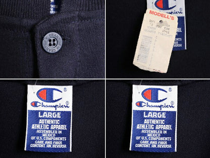 デッドストック 90s チャンピオン 半袖 ポロシャツ メンズ L 新品 90年代 オールド Champion 半袖シャツ ワンポイント シンプル 目付き 紺