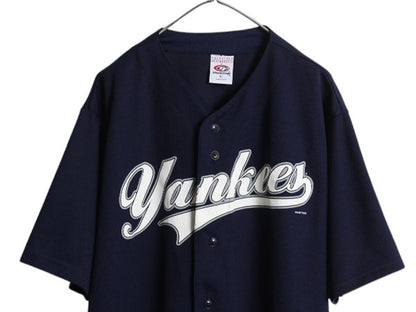 00s ヤンキース ベースボール シャツ メンズ XL オールド MLB オフィシャル トゥルーファン 大リーグ ユニフォーム ゲームシャツ ジャージ