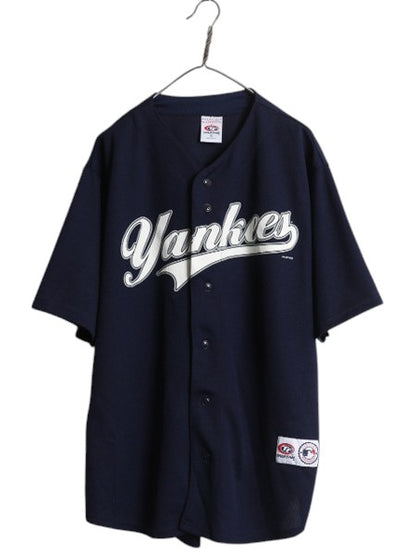 00s ヤンキース ベースボール シャツ メンズ XL オールド MLB オフィシャル トゥルーファン 大リーグ ユニフォーム ゲームシャツ ジャージ