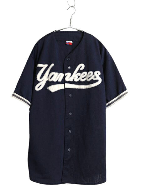 ヤンキース ベースボール シャツ メンズ XL 程/ MLB オフィシャル マジェスティック 大リーグ メッシュ ユニフォーム ゲームシャツ 重ね着