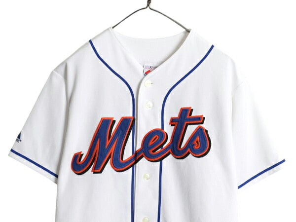 メッツ ベースボール シャツ メンズ M / MLB オフィシャル マジェスティック 大リーグ ユニフォーム ゲームシャツ 半袖シャツ ジャージ 白
