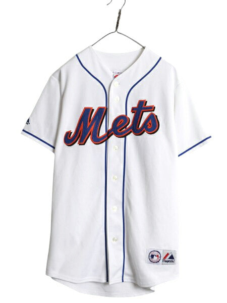 メッツ ベースボール シャツ メンズ M / MLB オフィシャル マジェスティック 大リーグ ユニフォーム ゲームシャツ 半袖シャツ ジャージ 白