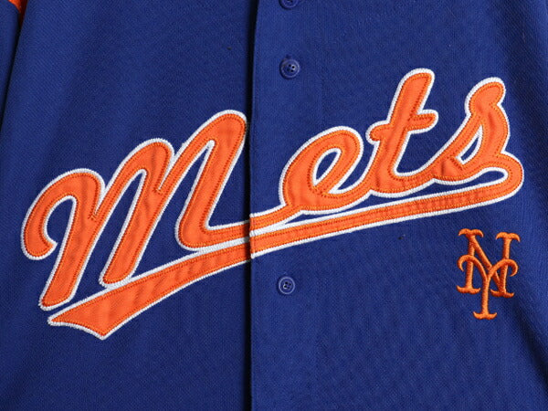メッツ ベースボール シャツ メンズ XL MLB オフィシャル トゥルーファン 大リーグ ユニフォーム ゲームシャツ ジャージ 半袖シャツ 重ね着