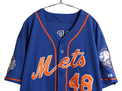 メッツ ベースボール シャツ メンズ XL 程/ MLB オフィシャル マジェスティック 大リーグ ユニフォーム ゲームシャツ 半袖シャツ ジャージ
