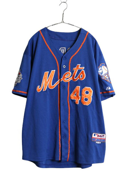 メッツ ベースボール シャツ メンズ XL 程/ MLB オフィシャル マジェスティック 大リーグ ユニフォーム ゲームシャツ 半袖シャツ ジャージ
