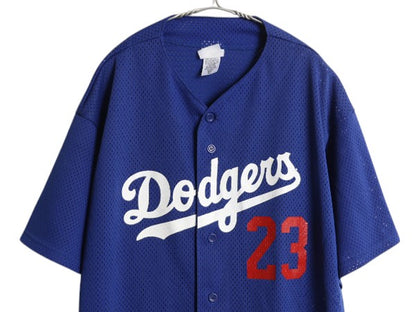 ドジャース ベースボール シャツ メンズ XL / MLB オフィシャル マジェスティック 大リーグ ユニフォーム ゲームシャツ 半袖シャツ 重ね着