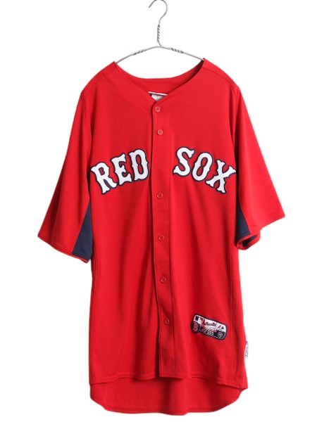 レッドソックス ベースボール シャツ メンズ M / MLB オフィシャル マジェスティック 大リーグ ユニフォーム ゲームシャツ ジャージ 重ね着