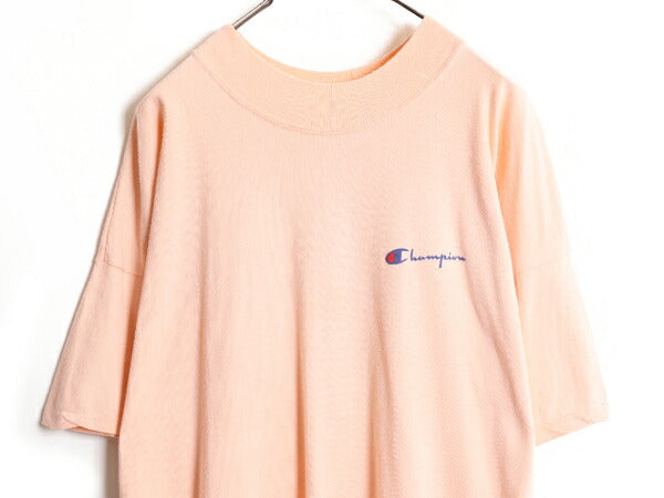 80s USA製 チャンピオン モックネック ワンポイント 半袖 Tシャツ メンズ XXL 目無し ヴィンテージ Champion 100% コットン ヘビーウェイト