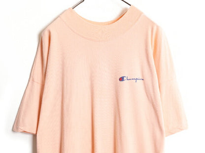 80s USA製 チャンピオン モックネック ワンポイント 半袖 Tシャツ メンズ XXL 目無し ヴィンテージ Champion 100% コットン ヘビーウェイト