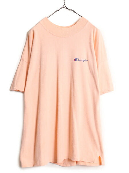 80s USA製 チャンピオン モックネック ワンポイント 半袖 Tシャツ メンズ XXL 目無し ヴィンテージ Champion 100% コットン ヘビーウェイト