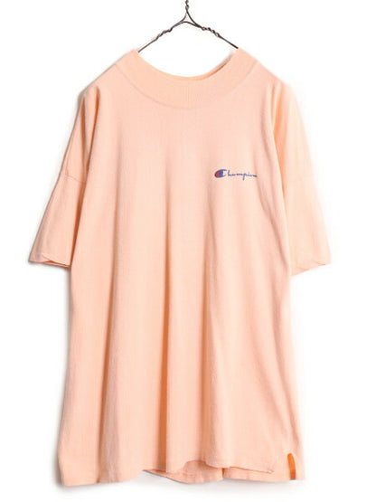 80s USA製 チャンピオン モックネック ワンポイント 半袖 Tシャツ メンズ XXL 目無し ヴィンテージ Champion 100% コットン ヘビーウェイト
