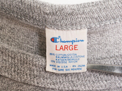 80s USA製 チャンピオン 半袖 Tシャツ メンズ L / ヴィンテージ Champion ワンポイント 88 12 スクリプト ロゴ シングルステッチ 霜降り 灰