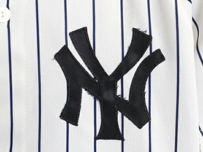 USA製 ヤンキース ベースボール シャツ キッズ XL メンズ S 程 MLB オフィシャル マジェスティック 大リーグ ユニフォーム ジャージ 重ね着