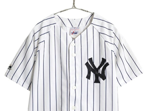 USA製 ヤンキース ベースボール シャツ キッズ XL メンズ S 程 MLB オフィシャル マジェスティック 大リーグ ユニフォーム ジャージ 重ね着