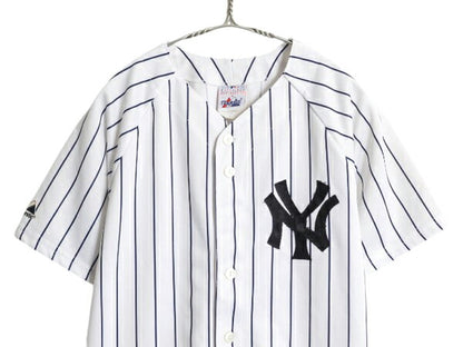 USA製 ヤンキース ベースボール シャツ キッズ XL メンズ S 程 MLB オフィシャル マジェスティック 大リーグ ユニフォーム ジャージ 重ね着