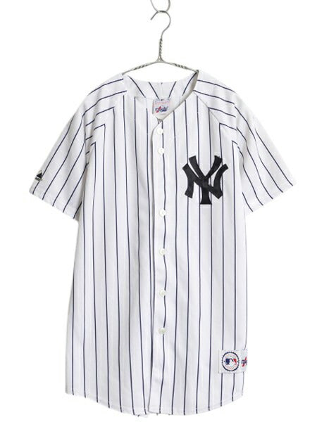 USA製 ヤンキース ベースボール シャツ キッズ XL メンズ S 程 MLB オフィシャル マジェスティック 大リーグ ユニフォーム ジャージ 重ね着