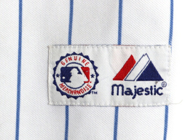 メッツ ベースボール シャツ メンズ S 程 古着 MLB オフィシャル マジェスティック 大リーグ ユニフォーム ゲームシャツ 重ね着 半袖シャツ