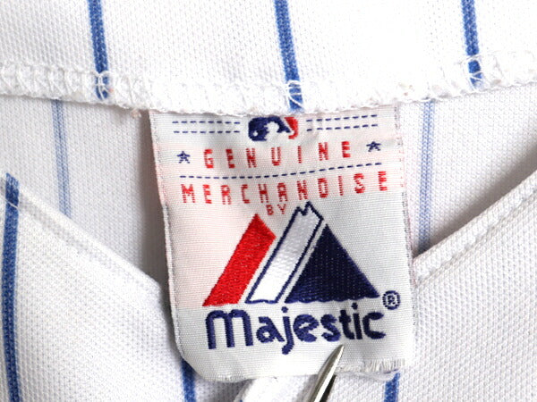 メッツ ベースボール シャツ メンズ S 程 古着 MLB オフィシャル マジェスティック 大リーグ ユニフォーム ゲームシャツ 重ね着 半袖シャツ