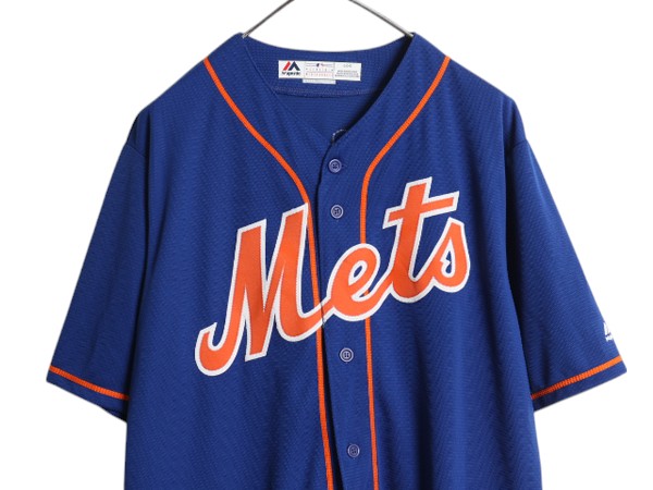 メッツ ベースボール シャツ メンズ L MLB オフィシャル マジェスティック 大リーグ ユニフォーム ゲームシャツ 半袖シャツ ジャージ 野球