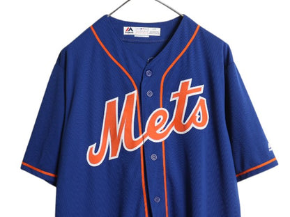 メッツ ベースボール シャツ メンズ L MLB オフィシャル マジェスティック 大リーグ ユニフォーム ゲームシャツ 半袖シャツ ジャージ 野球