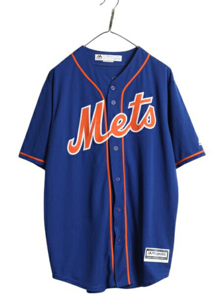 メッツ ベースボール シャツ メンズ L MLB オフィシャル マジェスティック 大リーグ ユニフォーム ゲームシャツ 半袖シャツ ジャージ 野球