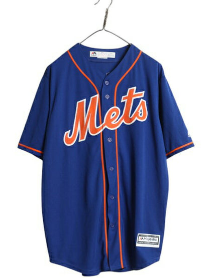 メッツ ベースボール シャツ メンズ L MLB オフィシャル マジェスティック 大リーグ ユニフォーム ゲームシャツ 半袖シャツ ジャージ 野球