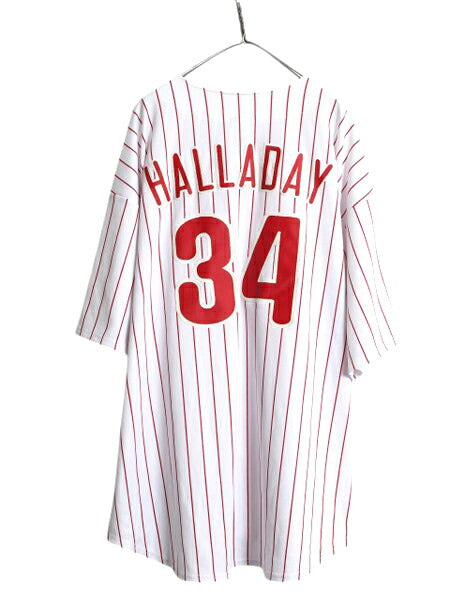 フィリーズ ベースボール シャツ メンズ 4XL / MLB オフィシャル マジェスティック 大リーグ ユニフォーム 大きいサイズ 重ね着 半袖シャツ