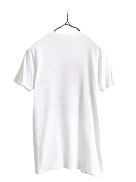 70s ビンテージ ■ ジョーク メッセージ 染み込み プリント 半袖 Tシャツ メンズ S 程/ 古着 70年代 イラスト シングルステッチ 当時物 白