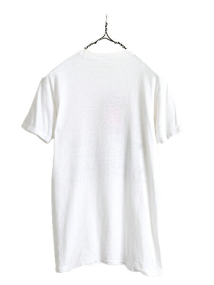 70s ビンテージ ■ ジョーク メッセージ 染み込み プリント 半袖 Tシャツ メンズ S 程/ 古着 70年代 イラスト シングルステッチ 当時物 白