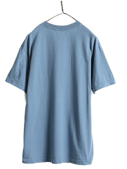 00s ■ イラスト プリント 半袖 Tシャツ ( メンズ L ) 古着 00年代 オールド 当時物 キャラクター メッセージ プリントT ヘビーウェイト 青