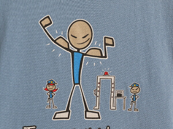 00s ■ イラスト プリント 半袖 Tシャツ ( メンズ L ) 古着 00年代 オールド 当時物 キャラクター メッセージ プリントT ヘビーウェイト 青