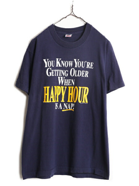 90s USA製 ジョーク メッセージ プリント 半袖 Tシャツ メンズ L / 90年代 オールド 当時物 シングルステッチ ヘビーウェイト グラフィック