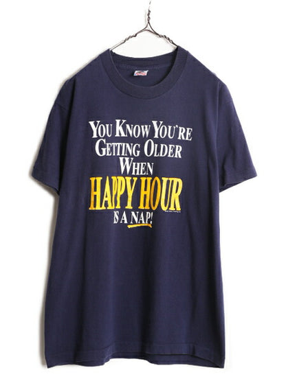 90s USA製 ジョーク メッセージ プリント 半袖 Tシャツ メンズ L / 90年代 オールド 当時物 シングルステッチ ヘビーウェイト グラフィック