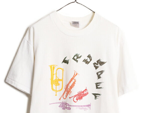80s USA製 ジャズ トランペット アート イラスト プリント Tシャツ メンズ XL / 80年代 ヴィンテージ JAZZ 当時物 アート シングルステッチ